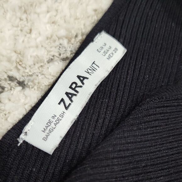 Zara Knit Black Ribbed Dress Sid Lace Up Women Size Medium Whimsigoth Baddie - Picture 4 of 8